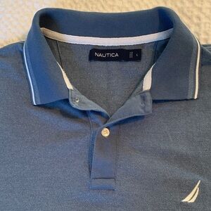 Nautica Men's Slate Blue Polo with White Trim